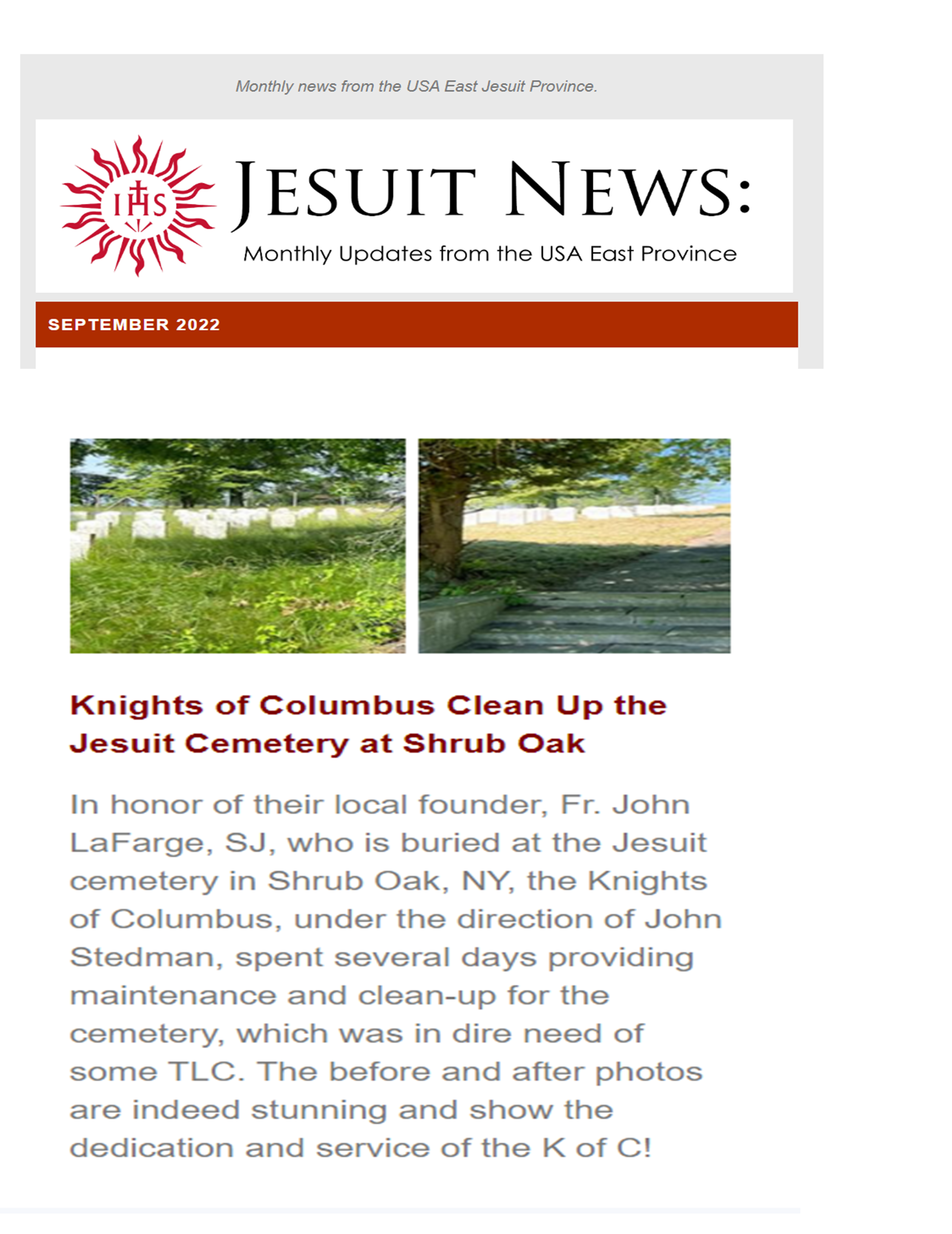 Jesuit Order Acknowledge Work done by Knights